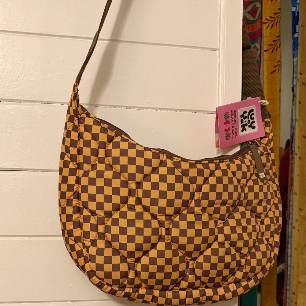 Lucy & Yak Brown and Tan Checkered Shoulder Bag